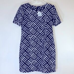 NWT. JUANA XXL Jaded Black Geometric Shift Dress.